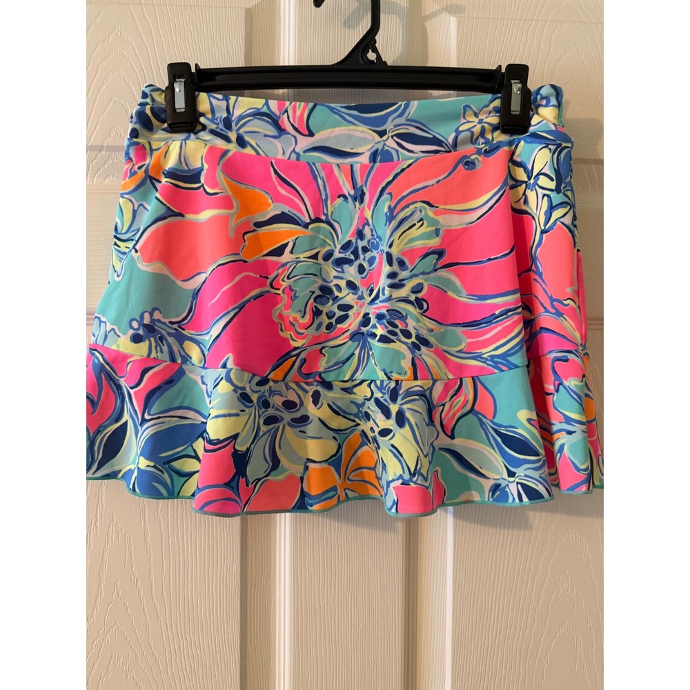 Lilly Pulitzer Luxletic Floral Athletic Skort Pink Blue Yellow Size S